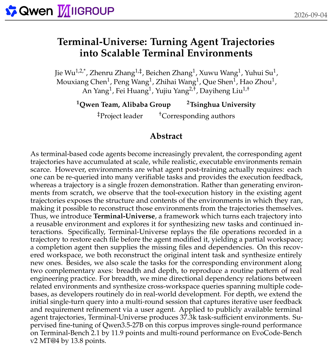 Terminal-Universe paper first page, from the title through the abstract